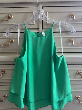 Tyche Emerald Green Layered Halter Tank Top